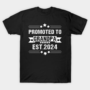 Promoted to Grandpa est. 2024 Grandparents Baby Announcement T-Shirt